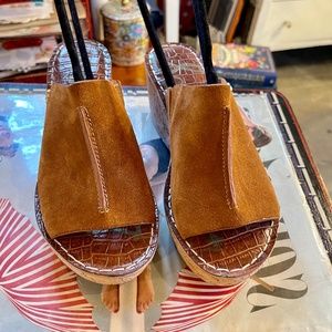SAM EDELMAN Ranger Suede Cork Wedges Size 6.5